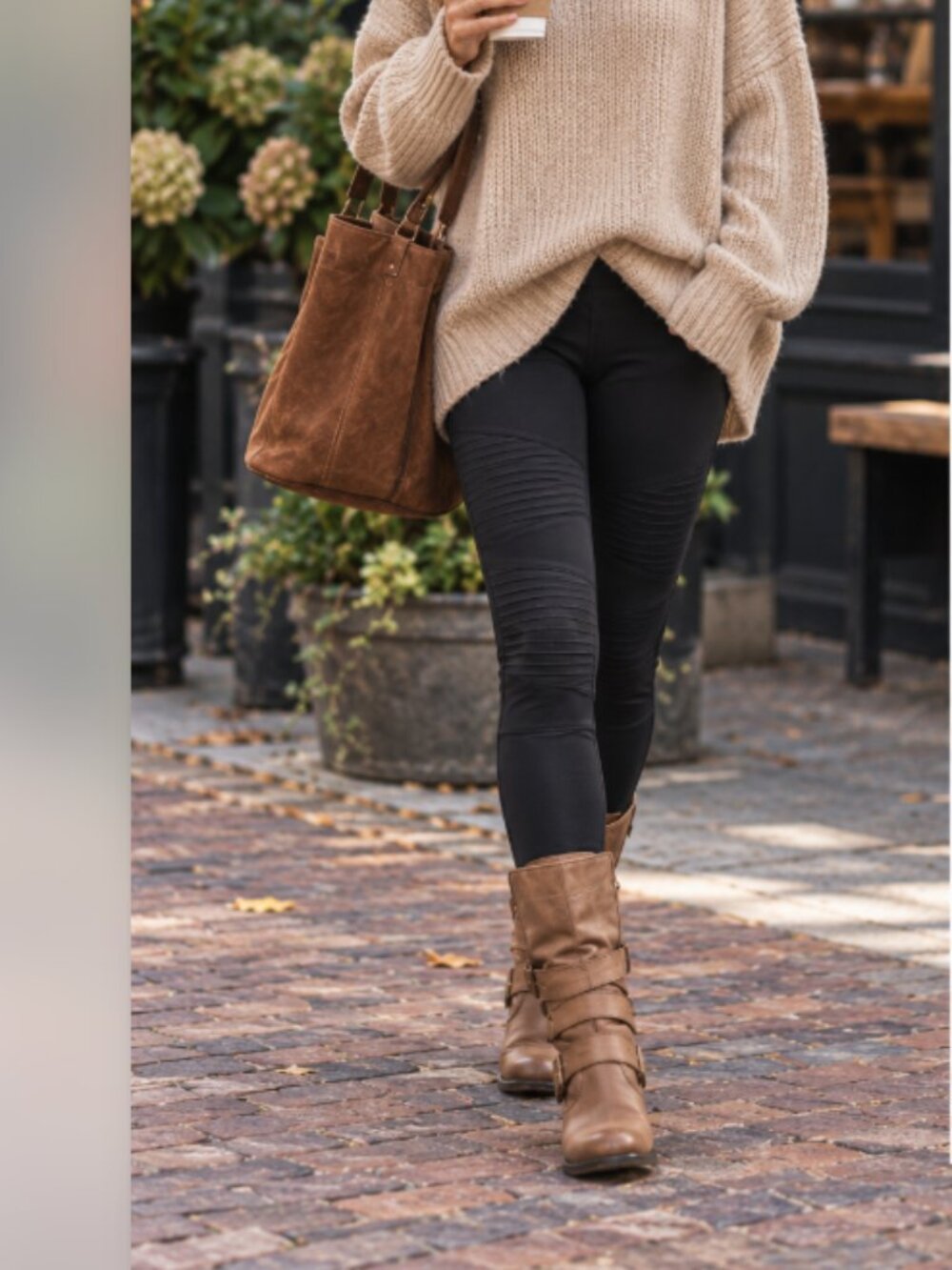 Steve Madden Elle Brown Leather Moto Boots Y2K Double Buckle 8.5